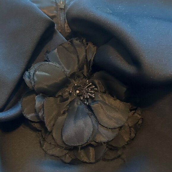 Victor Costa Vintage Black Off-Shoulder Sheath Dress Flower Size 14 Women's - Picture 6 of 16